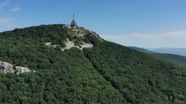Aerial view of the Zobor pyramid in Nitra, Slovakia