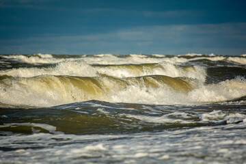 Beautiful and wavy sea on the shores of the Baltic.