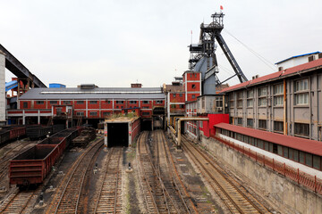 Coal train running on railway, Tangshan, China