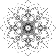 Easy Mandala coloring book simple and basic for beginners, seniors and children. Set of Mehndi flower pattern for Henna drawing and tattoo. Decoration in ethnic oriental, Indian style.