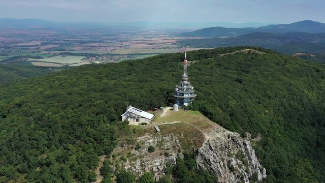 Aerial view of the Zobor pyramid in Nitra, Slovakia
