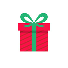 Gift box icon. Holiday concept with cute colorful present box. Vector illustration isolated on white.