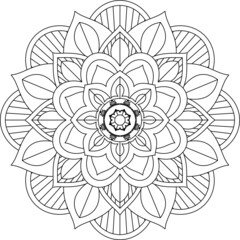 Easy Mandala coloring book simple and basic for beginners, seniors and children. Set of Mehndi flower pattern for Henna drawing and tattoo. Decoration in ethnic oriental, Indian style.