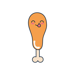 kawaii chicken thigh icon, flat style