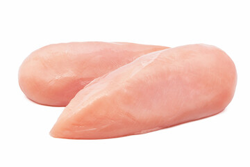 close-up of raw chicken fillet on a white background isolate.