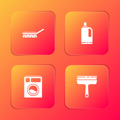 Set Brush for cleaning, Fabric softener, Washer and Rubber cleaner windows icon. Vector.