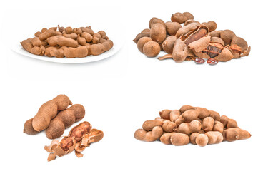 Set of Tamarind isolated on a white background
