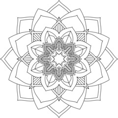 Easy Mandala coloring book simple and basic for beginners, seniors and children. Set of Mehndi flower pattern for Henna drawing and tattoo. Decoration in ethnic oriental, Indian style.