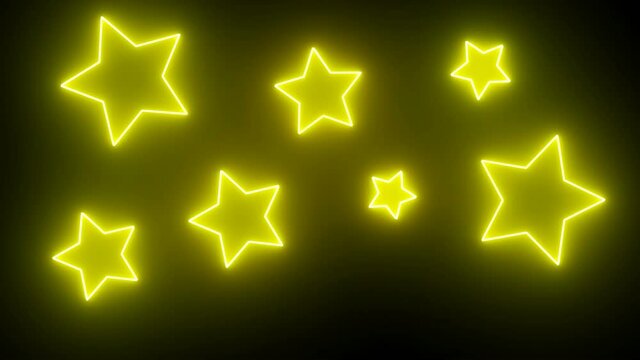 Luci neon Stelle colorate. Atmosfera natalizia.