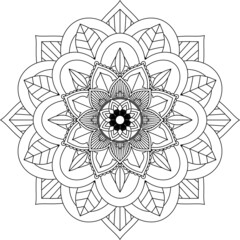 Easy Mandala coloring book simple and basic for beginners, seniors and children. Set of Mehndi flower pattern for Henna drawing and tattoo. Decoration in ethnic oriental, Indian style.