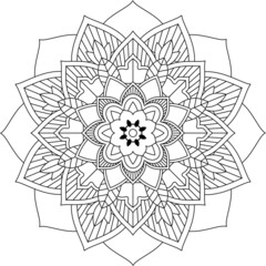 Easy Mandala coloring book simple and basic for beginners, seniors and children. Set of Mehndi flower pattern for Henna drawing and tattoo. Decoration in ethnic oriental, Indian style.