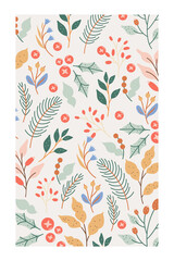 An elegant winter foliage background in pastel colors with a white boarder.