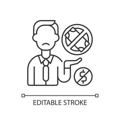 Social entrepreneurship linear icon. Approach by companies which develop and implement solutions. Thin line customizable illustration. Contour symbol. Vector isolated outline drawing. Editable stroke
