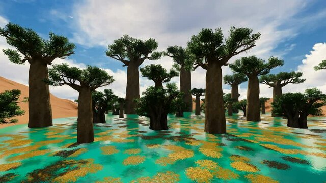 Baobab trees on a beautiful day