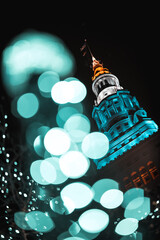 Cleveland public square decorated during the Christmas holiday with lights