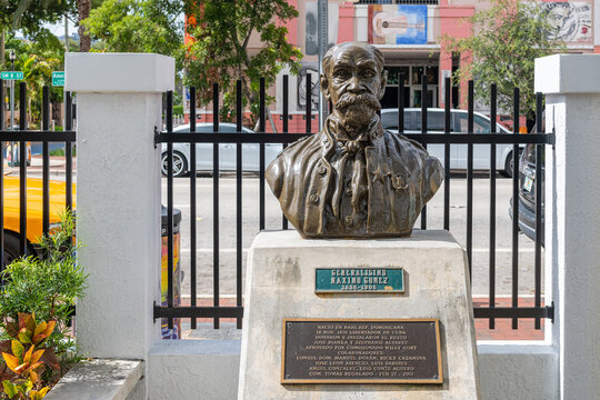 Maximo Gomez statue in the Domino Park in Miami, USA