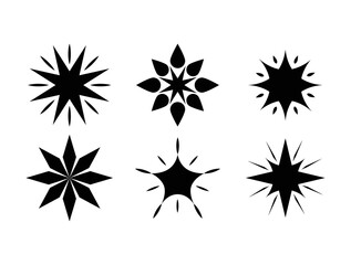 star silhouette style set of icons vector design