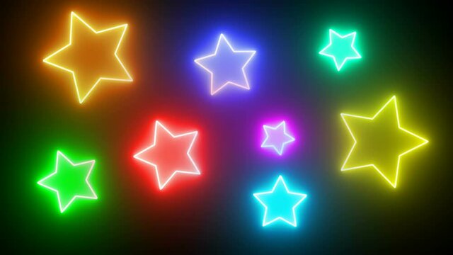 Luci neon Stelle colorate. Atmosfera natalizia.