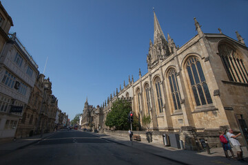 The University Church of St Mary the Virgin on the Oxford High Street in the UK