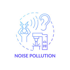 Noise pollution concept icon. Workplace safety concerns. Damaging your hearing organs while working. Convinient job place idea thin line illustration. Vector isolated outline RGB color drawing
