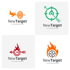 Set of Fire Target logo vector template, Creative Target logo design concepts, Icon symbol, illustration