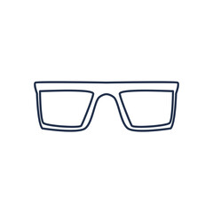 glasses with rectangle lens, line style on white background