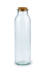 Tall glass empty jar (container) on white background