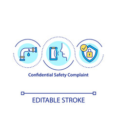 Confidential safety complaint concept icon. Preventing personnel information leakage idea thin line illustration. Network security. Vector isolated outline RGB color drawing. Editable stroke