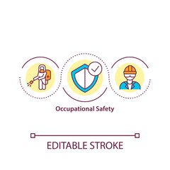 Occupational safety concept icon. Healthful environment idea thin line illustration. Preventing workplace injuries, illnesses and deaths. Vector isolated outline RGB color drawing. Editable stroke