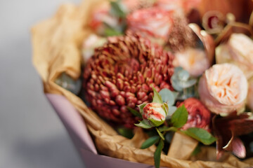 bouquet of flowers on a gray background