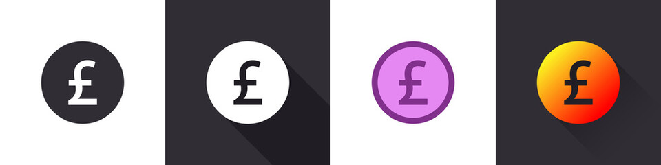 Obraz premium Pounds icons. British pounds sign. Money symbols. Money icon concept. Flat icons in a different style. Vector illustration