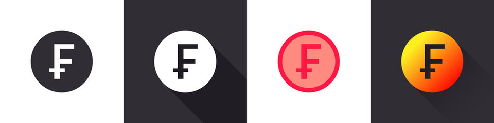 Obraz premium Swiss franc icons. Swiss franc sign. Money symbols. Money icon concept. Flat icons in a different style. Vector illustration