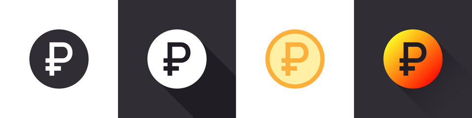 Russian ruble icons. Russian ruble sign. Money symbols. Money icon concept. Flat icons in a different style. Vector illustration