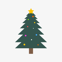 Christmas tree with flat design. Vector Illustration