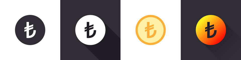 Turkish Lira icons. Turkish lira sign. Money symbols. Money icon concept. Flat icons in a different style. Vector illustration
