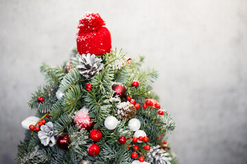 christmas tree and decorations on a white background