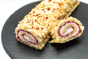 Sweet roll with cream and sponge dough