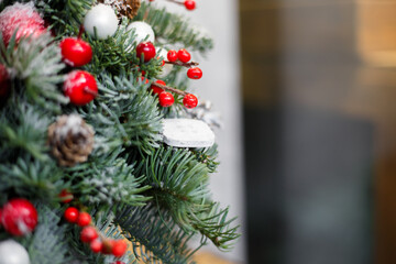 christmas tree and decorations on a white background