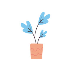 plant inside pot daily sticker flat style icon vector design