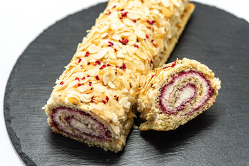 Sweet roll with cream and sponge dough