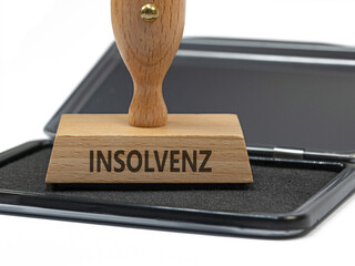 Holzstempel mit dem Aufdruck Insolvenz