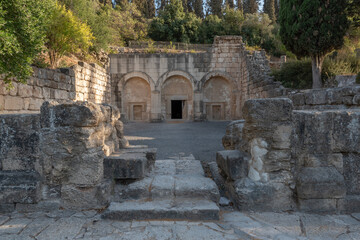 The Cave of the Coffins facade Bet She'arim National Park in Kiryat Tivon Israel