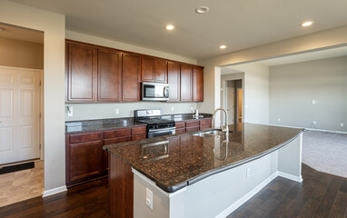 new kitchen cabinets have been installed and kitchen has been remodeled