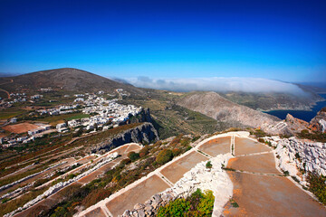 FOLEGANDROS ISLAND, CYCLADES, GREECE. The path that goes from Chora (the 