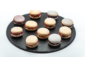 Delicious macaroons for a gift for a wedding or anniversary celebration. Sweet set.