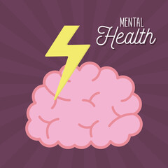 mental health with thunder on brain vector design