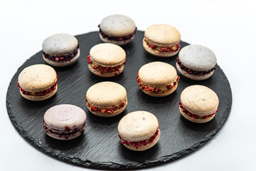 Delicious macaroons for a gift for a wedding or anniversary celebration. Sweet set.