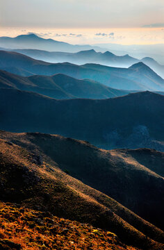 CRETE ISLAND, GREECE. View of the Asteroussia mountain range, on the south of the island, at Heraklion prefecture. 
