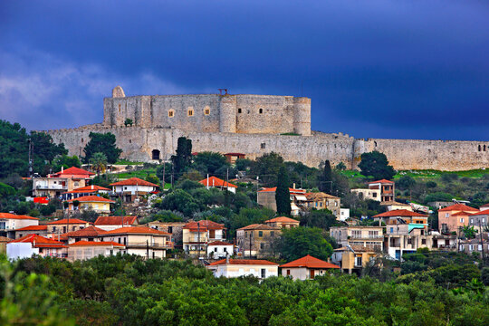 ELIS (OR "ILIA"), PELOPONNESE, GREECE. Chlemoutsi (also known as "Clermont") castle at Kastro village, Municipality of Andravida-Kyllini.