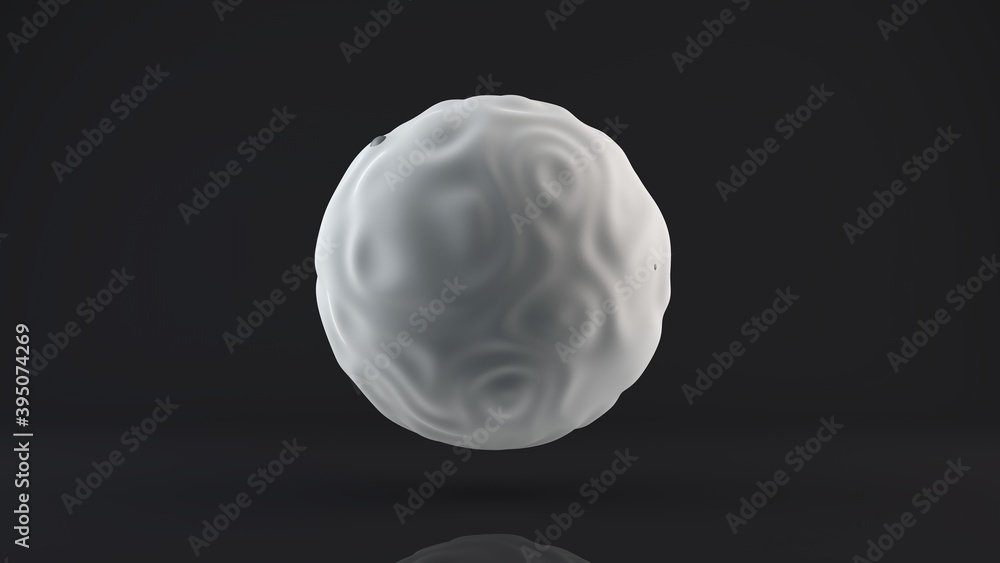 Poster 3d rendering of a white sphere with a wavy surface. abstract illustration of a nice-looking geometri